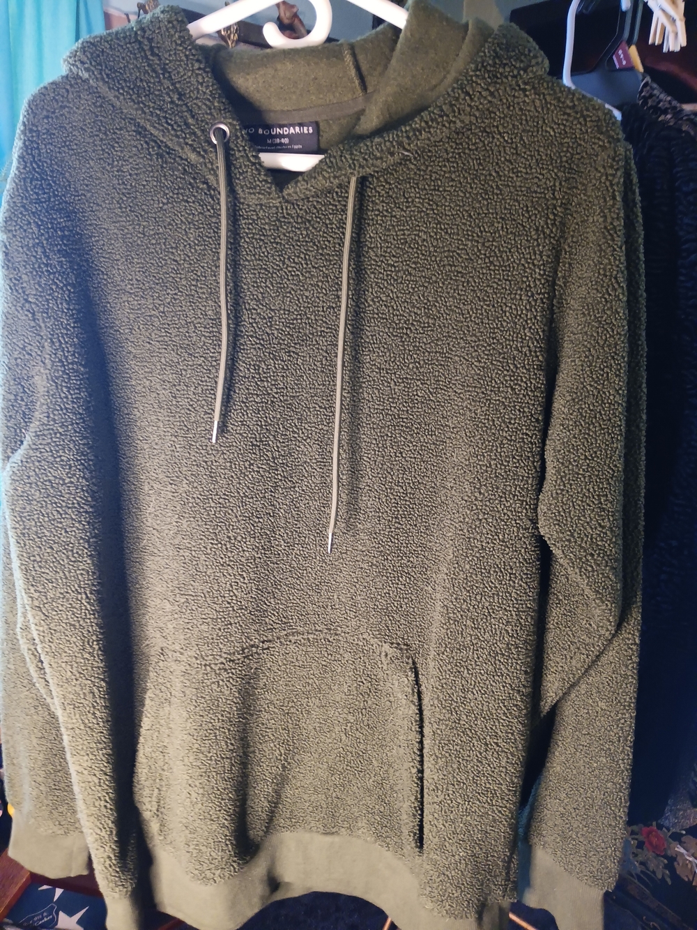 No Boundaries Olive Green Sherpa Hoodie